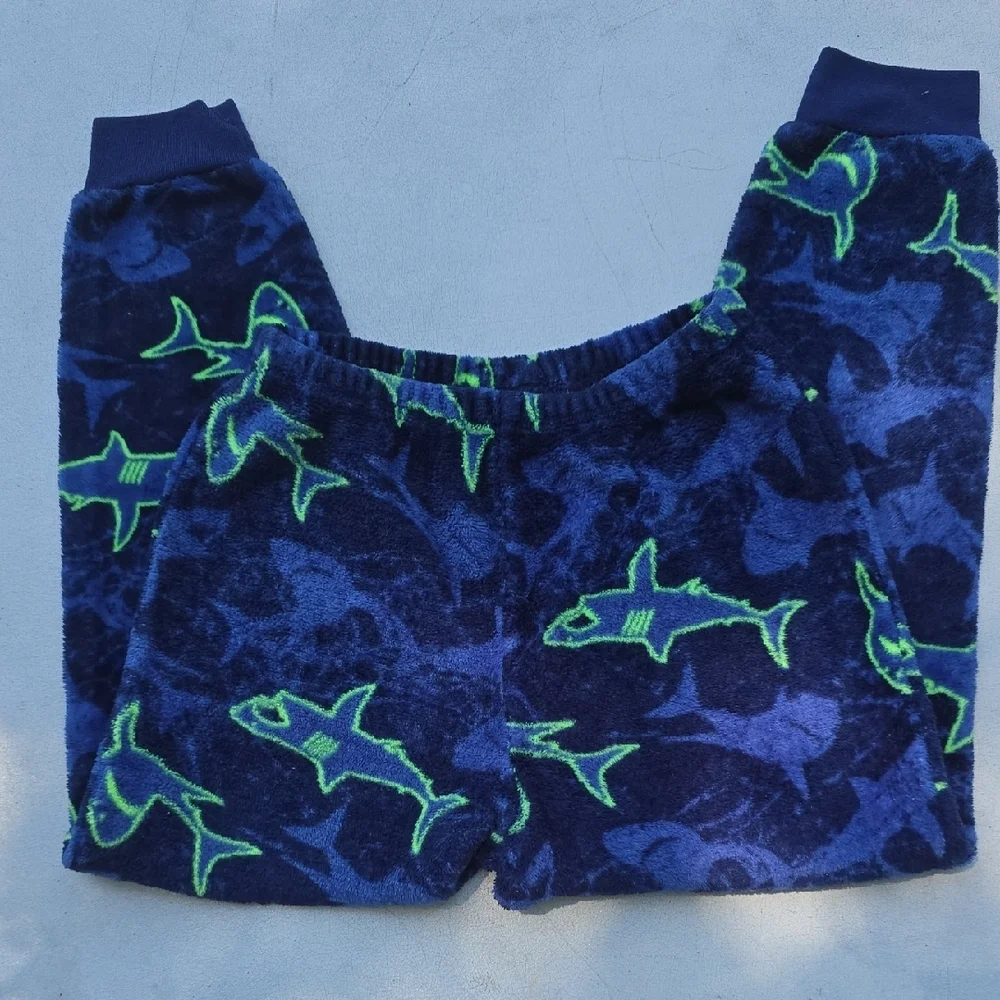 Shark Print Pajama Pants Blue and Green